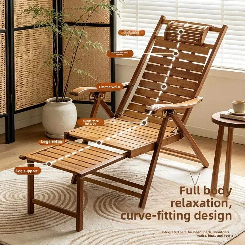 Folding Rocking Chair Lunch Break Reclining Chair Leisure Lazy Chair Balcony Household Adult Elderly Sleeping Chair Backrest