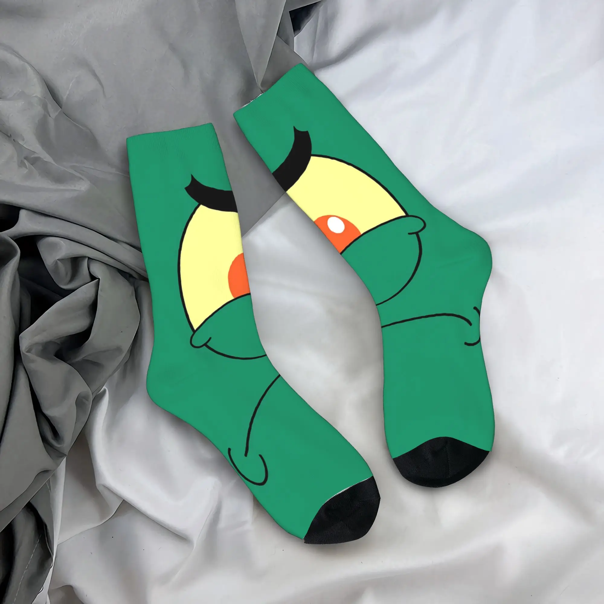 SpongeBobs Solid Green Plankton Closeup Stockings  Graphic Gothic Socks Spring Anti-Slip Socks Men Outdoor Sports Soft Socks