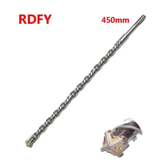 450mm 1 szt. Rozszerzone wiertło krzyżowe do betonu wiertła udarowo-obrotowe do wiercenia w ścianach SDS PLUS 8mm-32mm wiertło