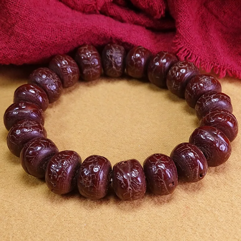 Nepalese Hand-Polished Bodhi Old Material Deep Red Eye Prayer Beads Approximately 10X14Mm
