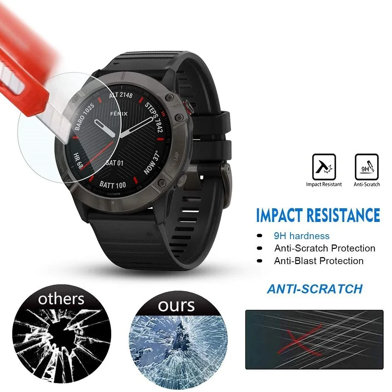 ฟิล์มกระจกนิรภัยป้องกันหน้าจอสมาร์ทวอท์ช5ชิ้นสำหรับ Garmin Tactix Delta sapphire/ รุ่นพลังงานแสงอาทิตย์