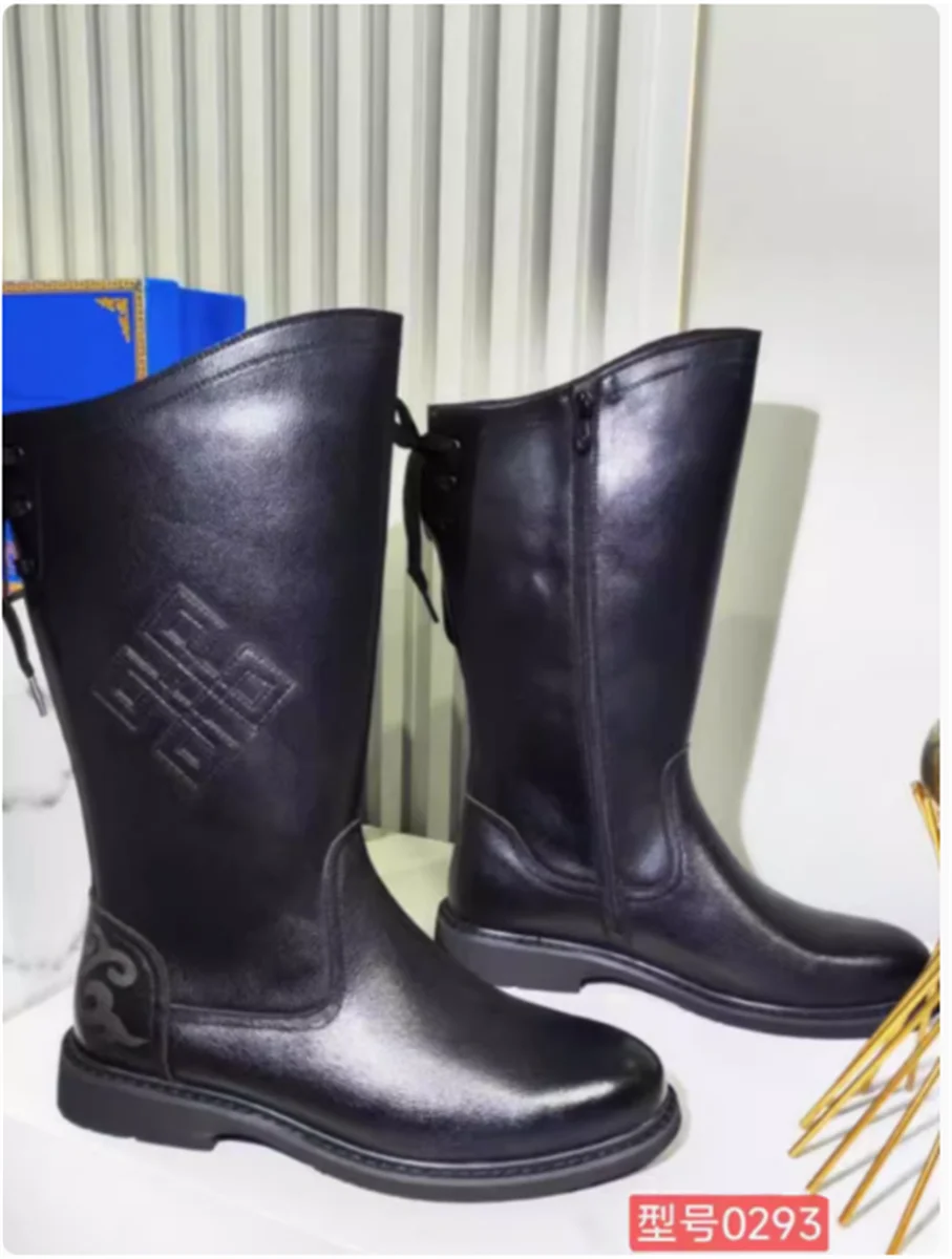 

Genuine leather horse boots with ethnic characteristics, Tibetan boots for cold protection