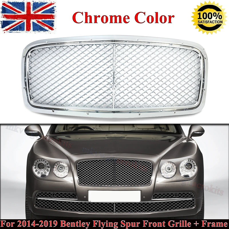 SAIQINGSP For Bentley Flying Spur 2014-2018 Front Bumper Upper Grille Silver/Chrome Car Accessories Tools