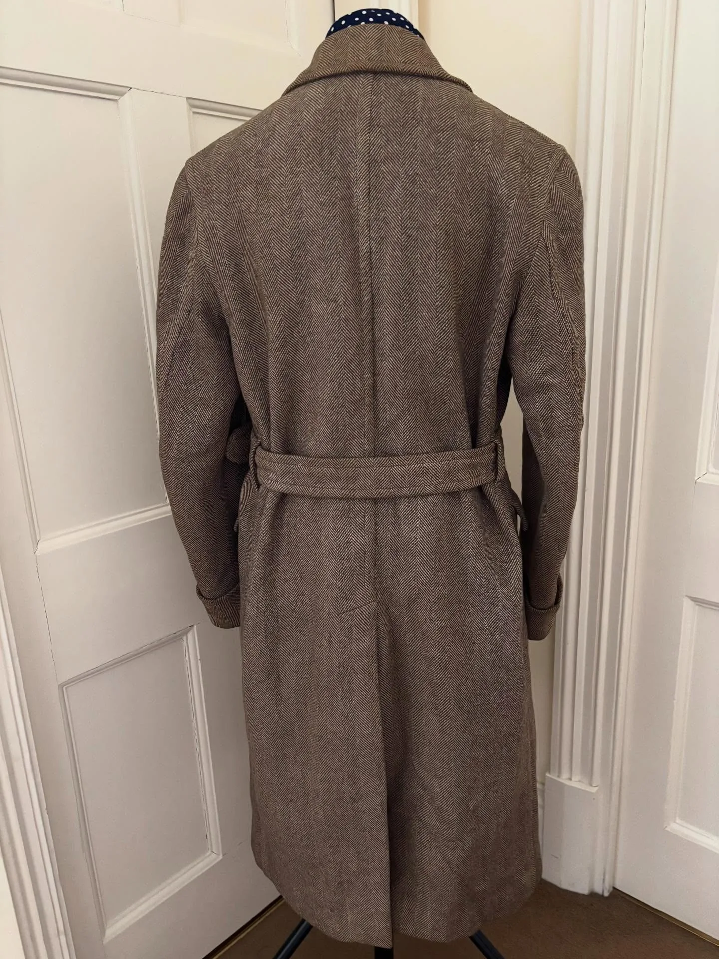 Herenjassen met riem Visgraatwolmix Lange overjassen Aangepaste Tweed Zakelijke formele jas uit één stuk Uitloper