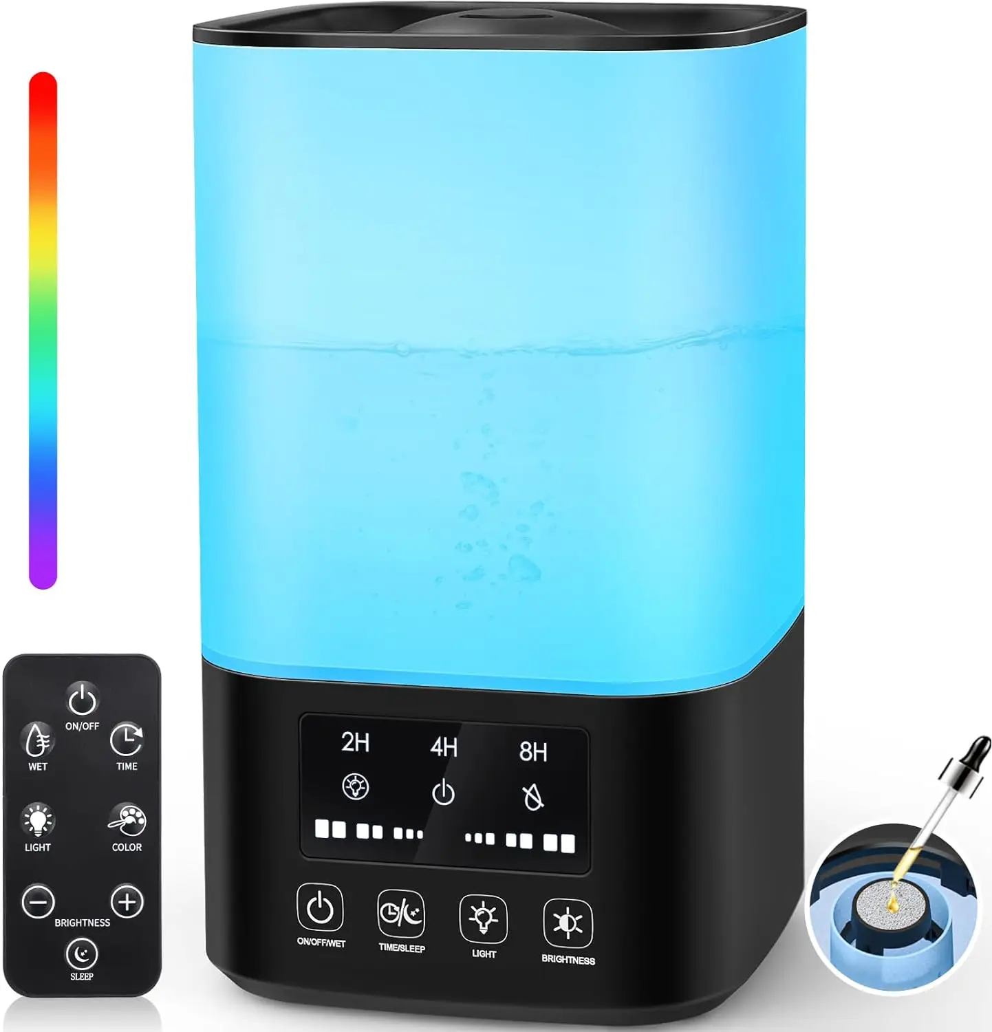 Humidificador de 20w, 3 velocidades ajustables (baja/média/alta), temporizador de 24h, tanque de agua grande de 2.5L, ultra silencioso, para casa/oficina