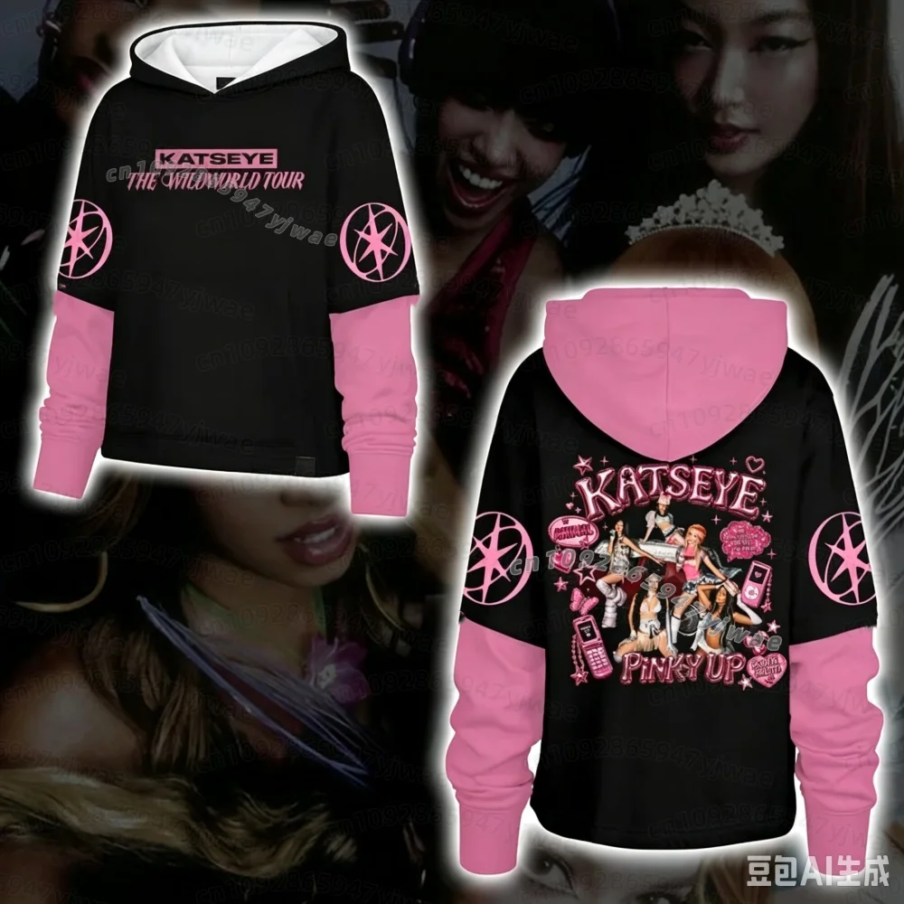 2026 Autumn Women Winter Bold Katseye The Wild world Tour Pink Pop  Hoodie Gift for  Manon Sophia Fans Men Women Hoodies