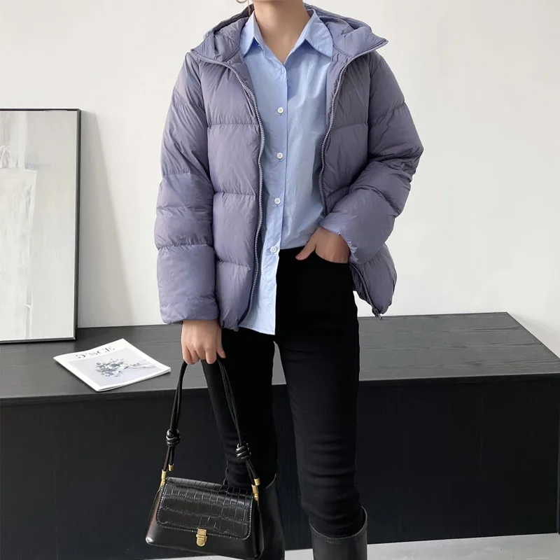 Schinteon Ultralichte 90% Witte Eend Donsjack Jas Casual Losse Winter Warme Outwear Met Capuchon Van Hoge Kwaliteit 9 Kleuren 2024 Nieuw