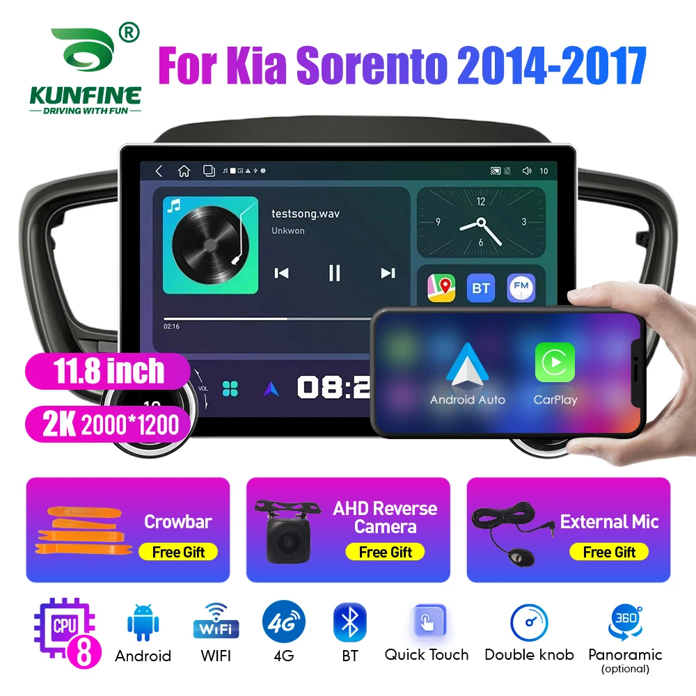 

11.8 Inch 2K Double Knobs 2 Din Car Radio For Honda Sorento 2014-2017 Car Radio DVD Multimedia Video Player Android Auto Carplay