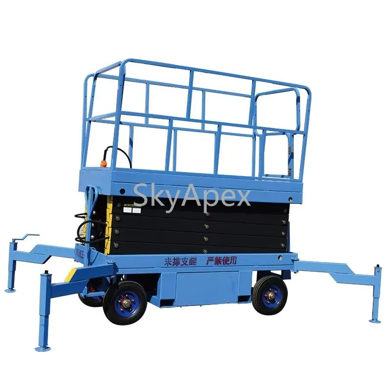 Portable Movable Hydraulic Scissor Lift Elevator Aerial Lifting  Platform 6m 8m 10m 12m Safety  Guardrail For  Warehouse Factory
