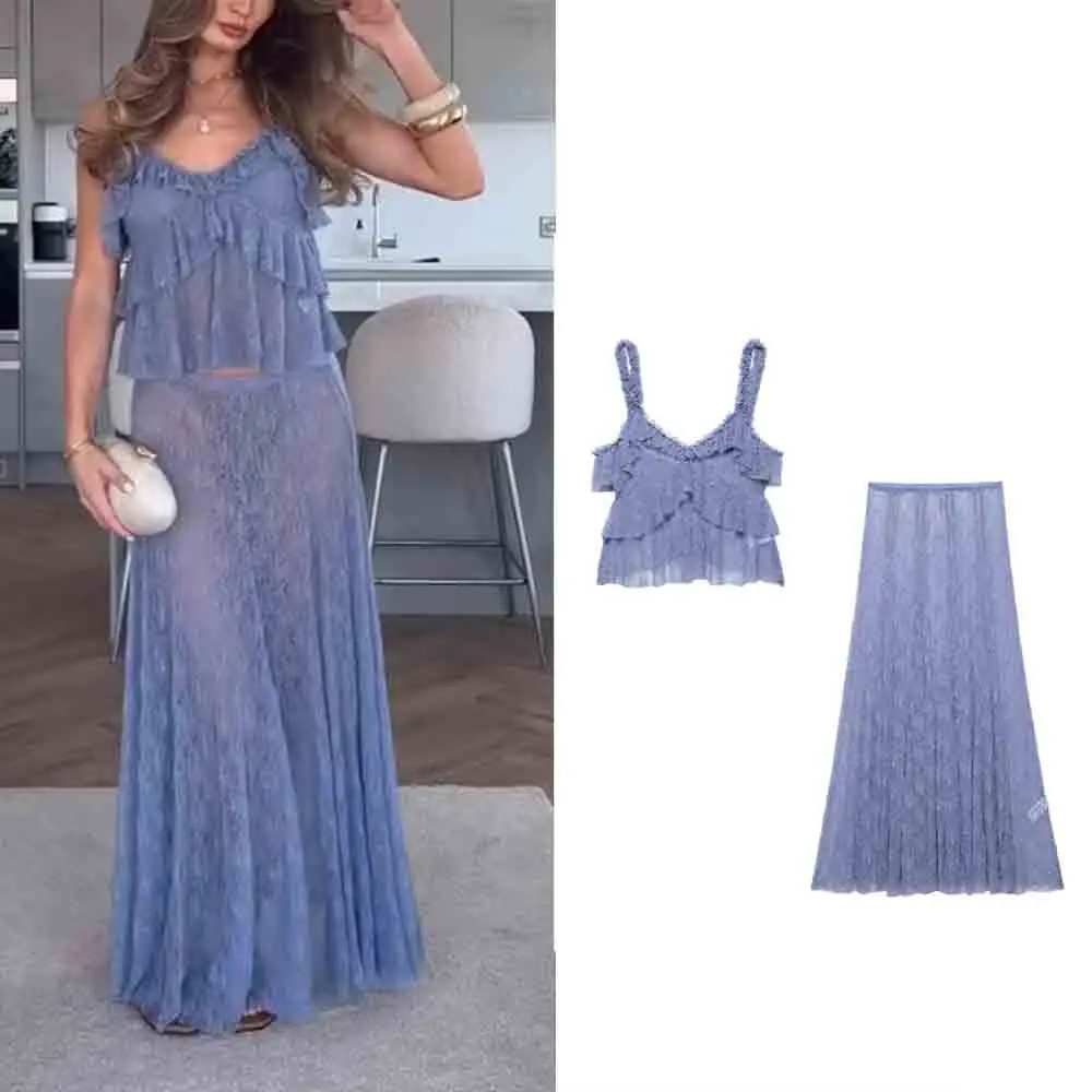 

Lace Tierred Cami Top For Women Sexy transparent Sleeveless Deep V Neck Backless Tank Top 2025 New Summer Fashion Vest Tops