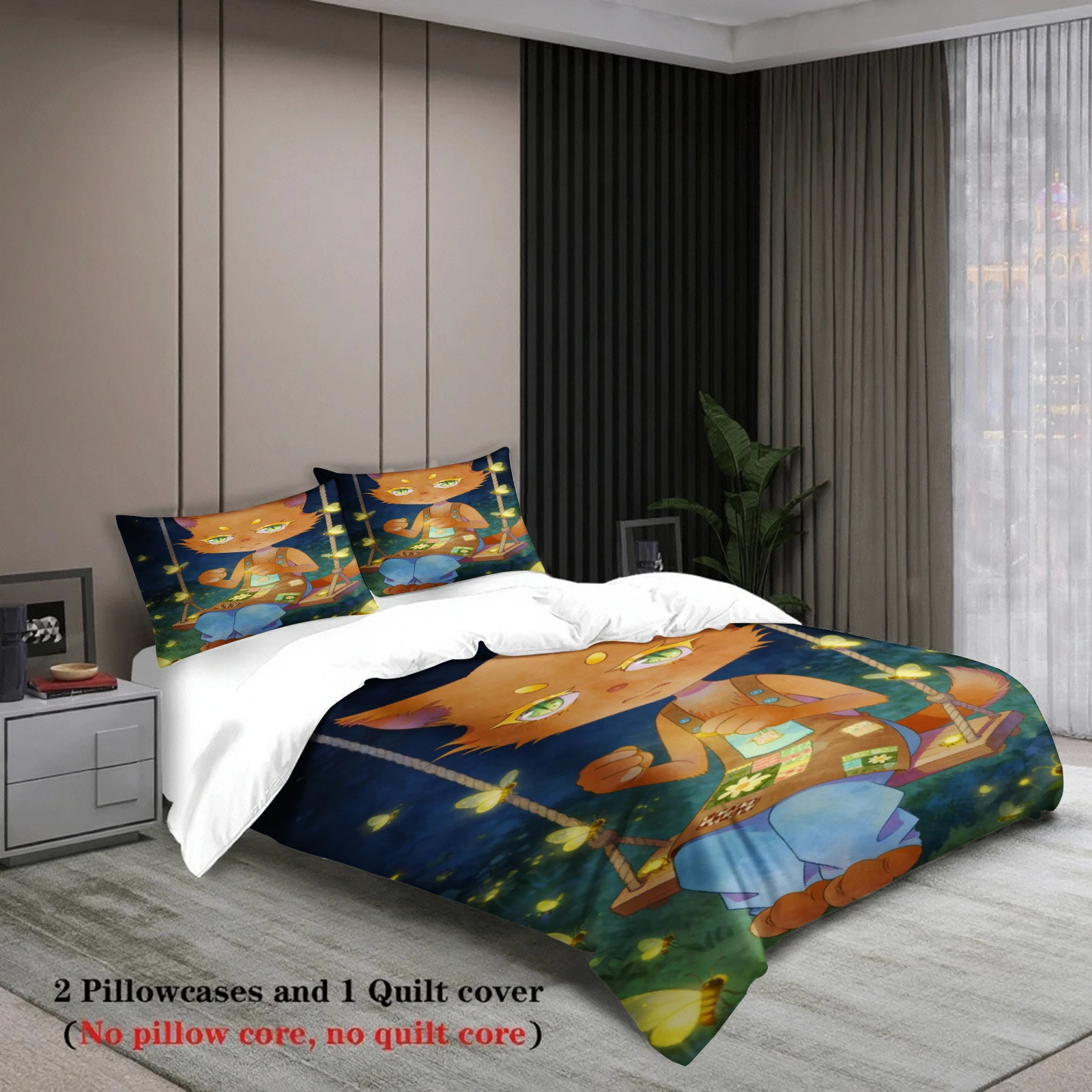 Softville Cozy Town Cute Fern the Quilt Fox Bedding Set With Duvet Cover & Pillowcase For Children's Bedroom Decor