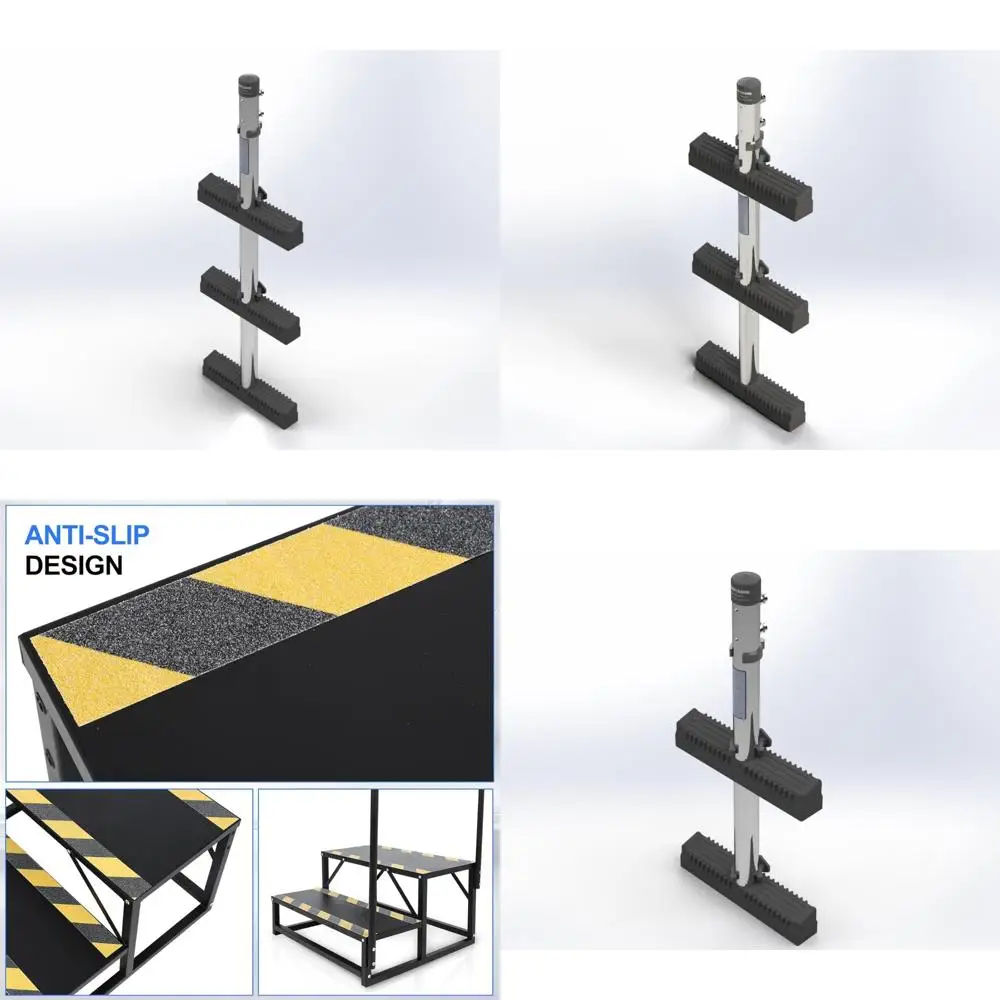 escada de mergulho marítima de 3 degraus 40" em aço inoxidável com poste central