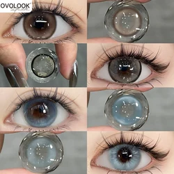 OVOLOOK 2PCS Anime Colored Contact Lenses Myopia Lenses for Eyes Cosmetic Natural Pupils Gradient Contact Lenses Gild Blue Lens