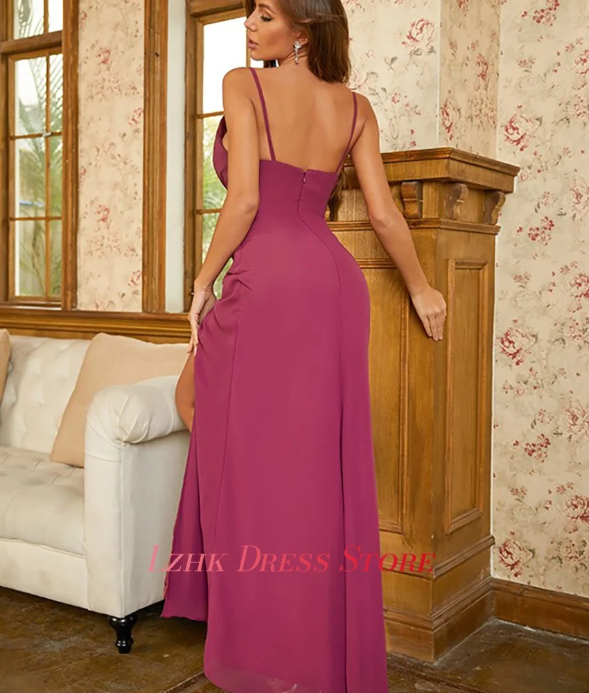 تخصيص مثير جيرسي مستقيم السباغيتي الأشرطة مساء اللباس جودة عالية أكمام الحبيب الطابق طول فساتين حفلة موسيقية