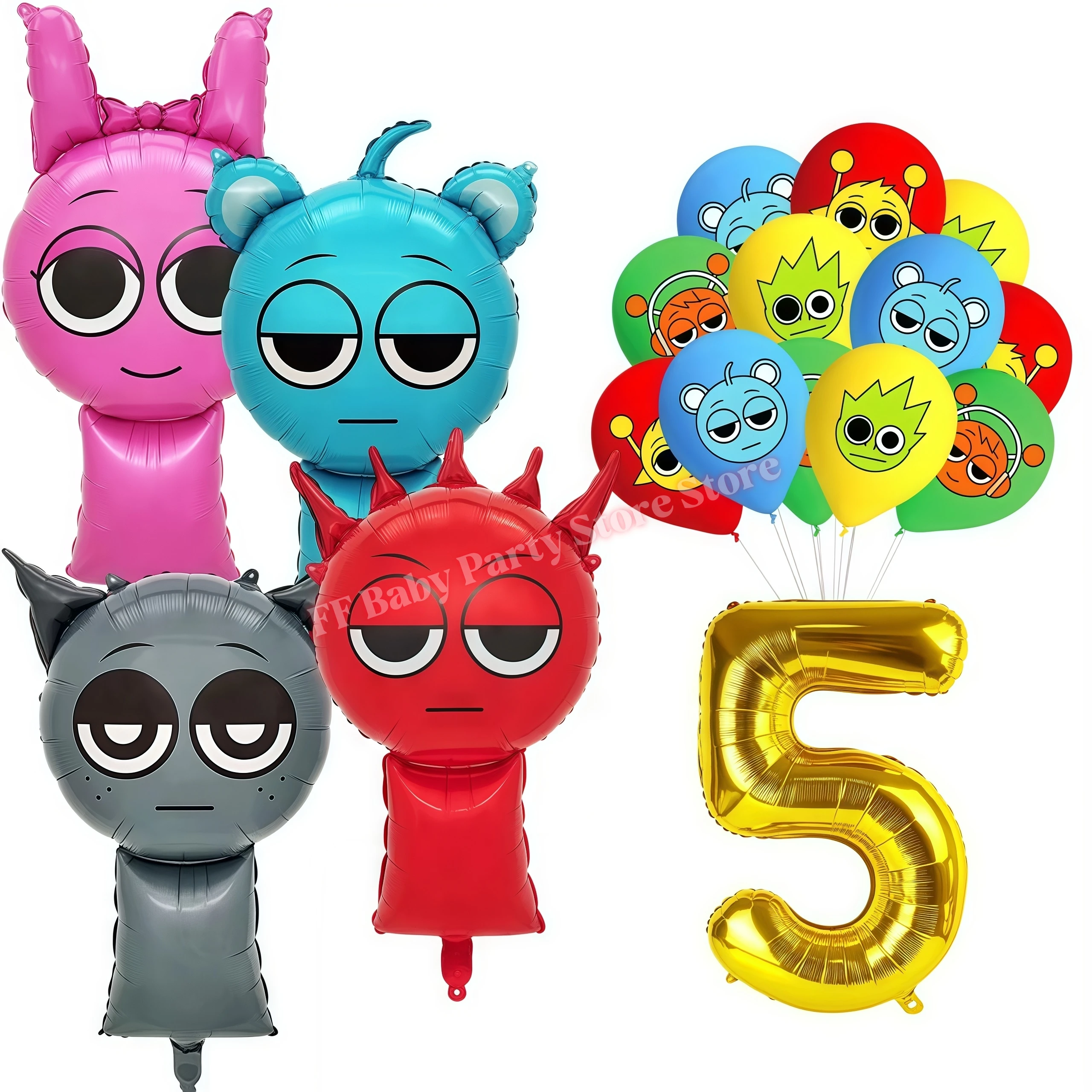 Sprunkis Geburtstagsparty-Dekorationsset Ballons Teller Becher Servietten für Jungen Mädchen Party-Geschenke Babyparty Kinder-Event-Zubehör – Detail 35