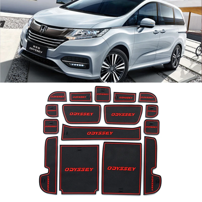 

16 pcs Car rubber anti-slip mat coaster Door Slot Mat Set For Honda Odyssey 2018 2019 2020 2021 accessories