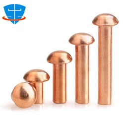 100/2pcs Button Head Cap Copper Rivets M2 M2.5 M3 M4 M5 M6 M8 Round Head Cap Copper Solid Rivet GB867 Pan Head Hand Knock Rivet