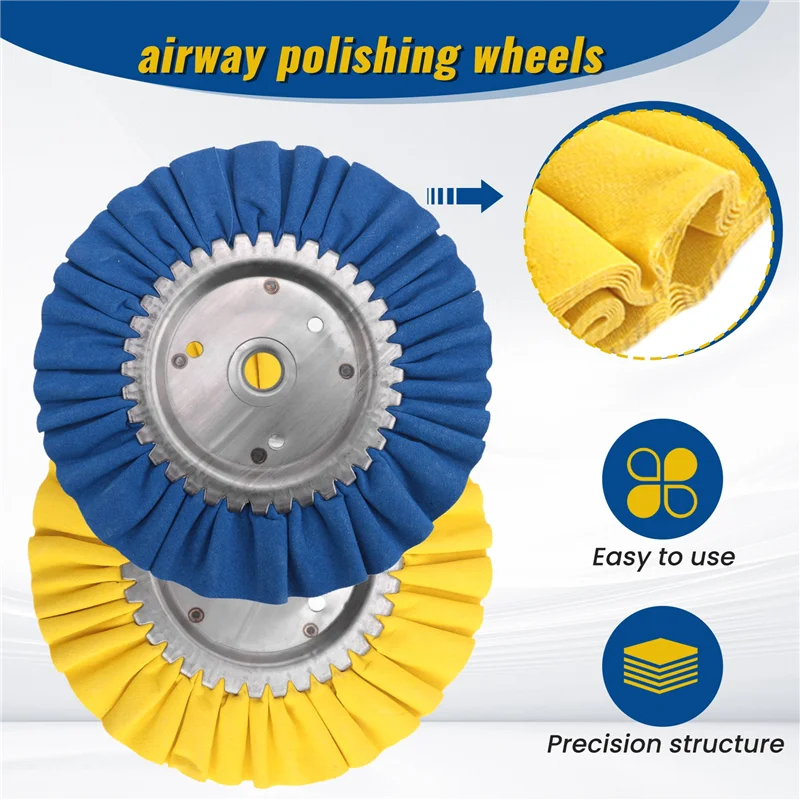 

AB47-8Pcs 8Inch Airway Buffing Wheel Aluminum Wheel Polishing Kit Safe Flange In Diameter 5/8 Inch Arbor For Angle Grinder