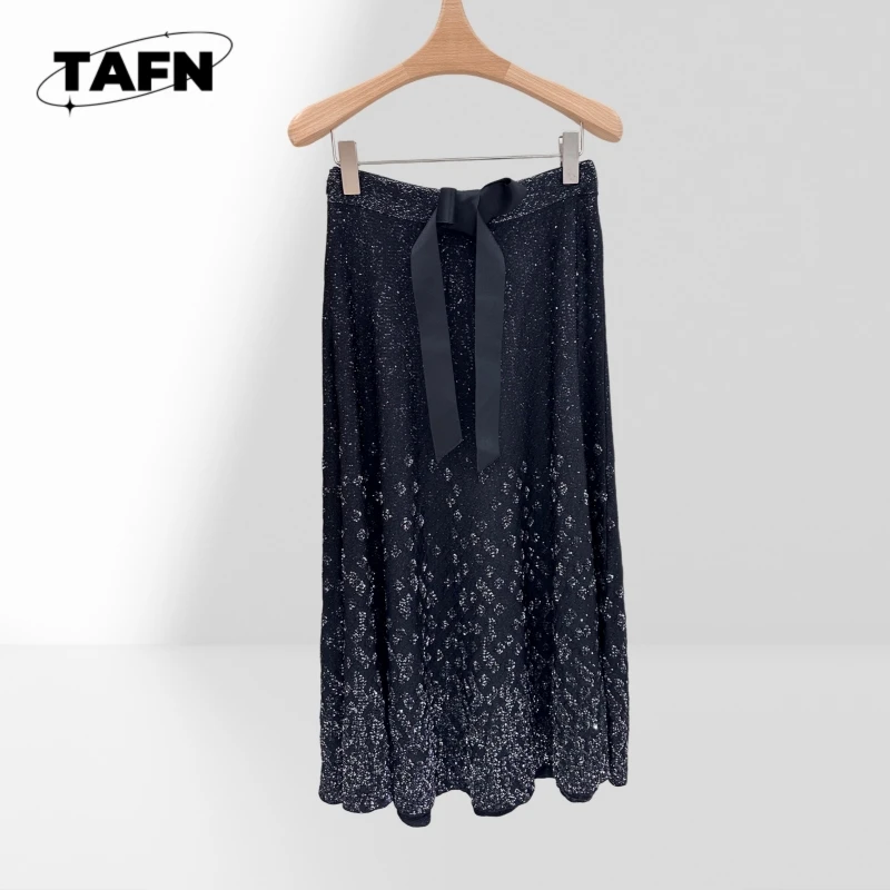 

Floral Skirt Texture Trendy Beautiful Simple Relaxed Fit Midi Skirt - Perfect for Layering in Fall Knitted Overskirt Ad3015