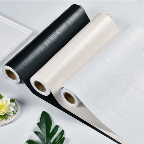 흰색 나뭇결 자체 접착 벽지, 방수 PVC 비닐 침실 캐비닛 가정용 벽지, 문짝 리노베이션 벽 스티커 