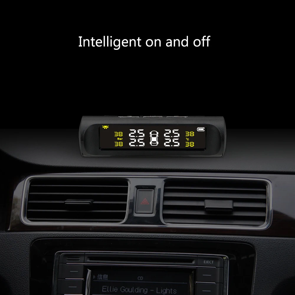 Car TPMS Tyre Pressure Monitoring System Digital LCD Display Tyre Pressure Auto Security Alarm Systems Solar Power