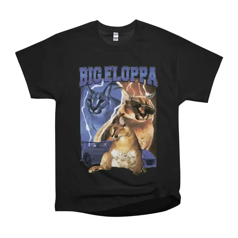 Big Floppa Two Yellow Cats Lightning Cityscape T-Shirt