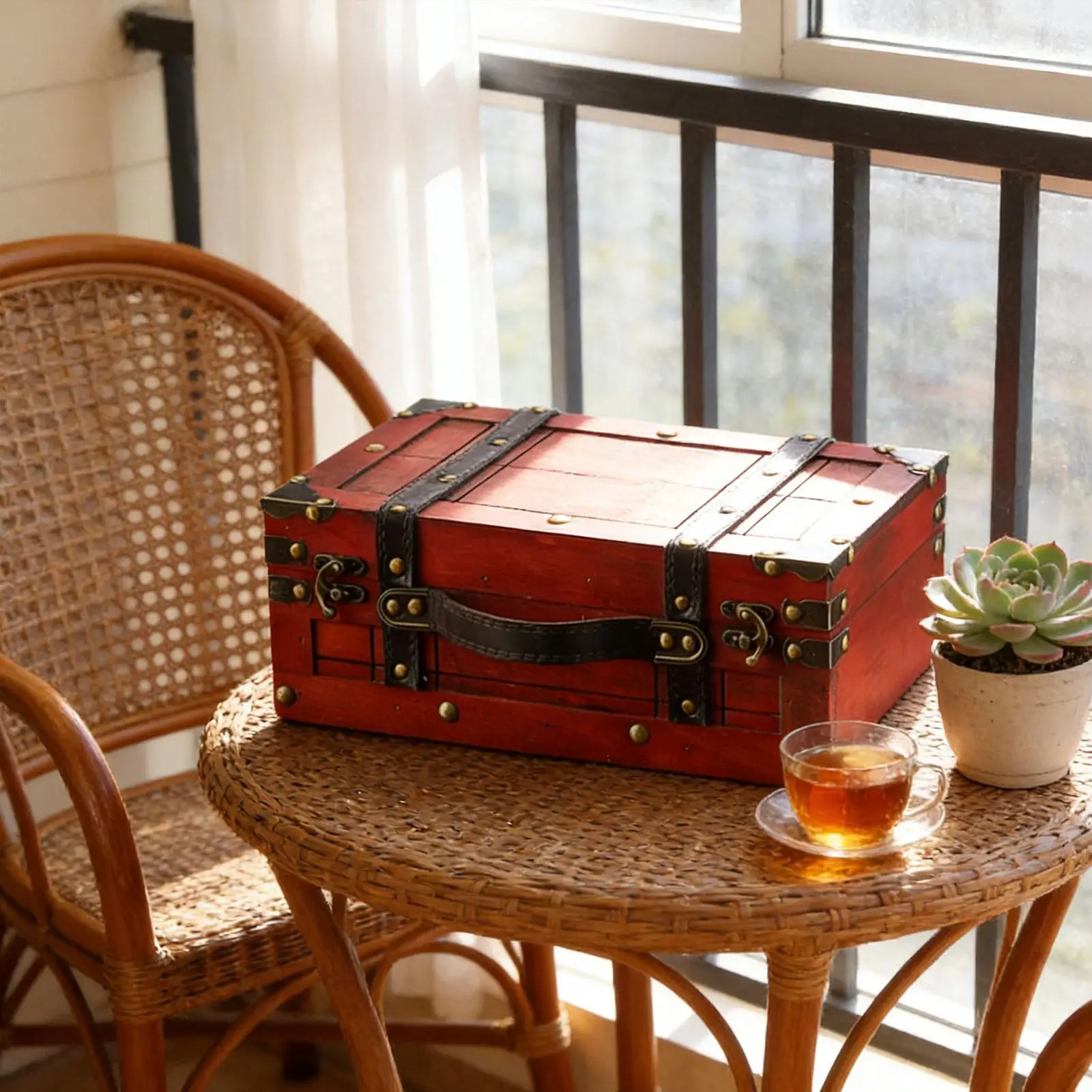 

Vintage Suitcase Old Fashioned Chests Luggage Case for Home Wedding Birthday