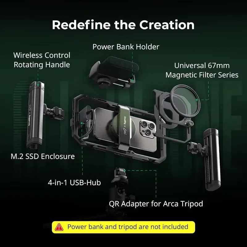 Applicable to X Brandon Li All-in-One Mobile Video Kit Quick Release Universal Phone Rig Rotatable Handle M.2 Solid State
