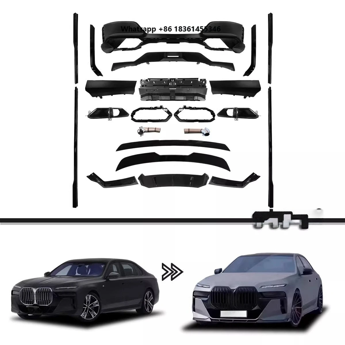 

For 7 Series G70 Conversion M760 Rear Bumper Front Lip Front Splitter Side Skirts Exhaust Tips 2023 to 2024 Car Body Kit