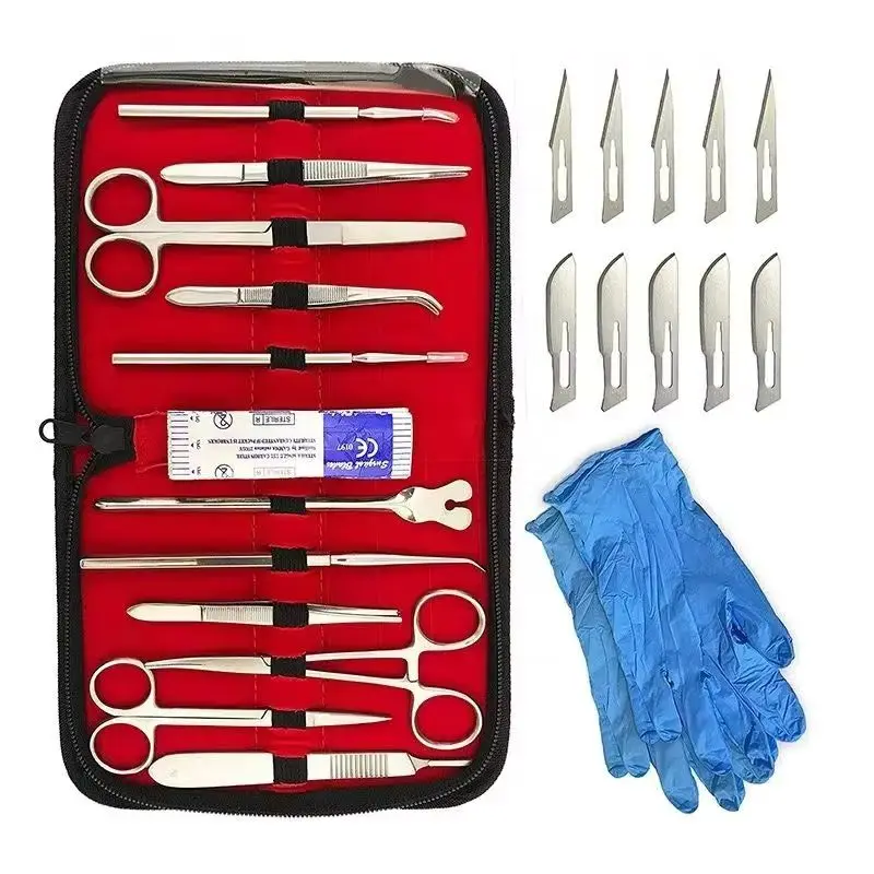 

Medical Students Suture Practice Kit Stainless Steel Probe Scissors Tweezers Student Experimental Tool Combination Kit Model