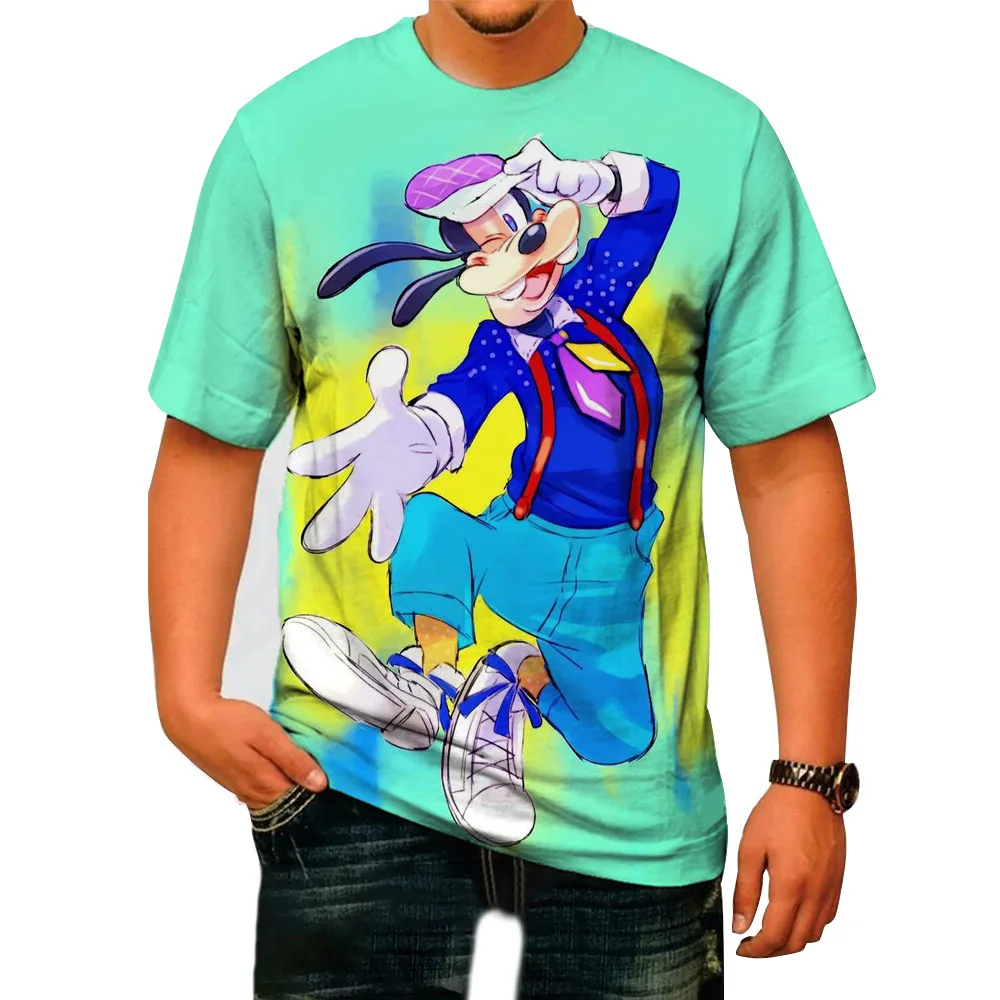 Disney Goofy cartoon print T-shirt Men's T Shirt Classic Design Casual Short-sleeved Oversized Street Fashion Loose Tees Tops