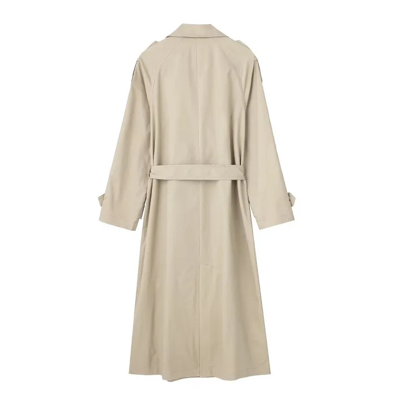 Zweireihiger, mittlerer und langer, temperamentvoller, lockerer, lässiger Trenchcoat für Damen