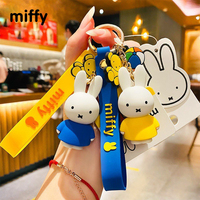 Kawaii Miffy Cartoon Cute Rice Doll Creative Car Keychain Backpack Pendant Christmas Gifts