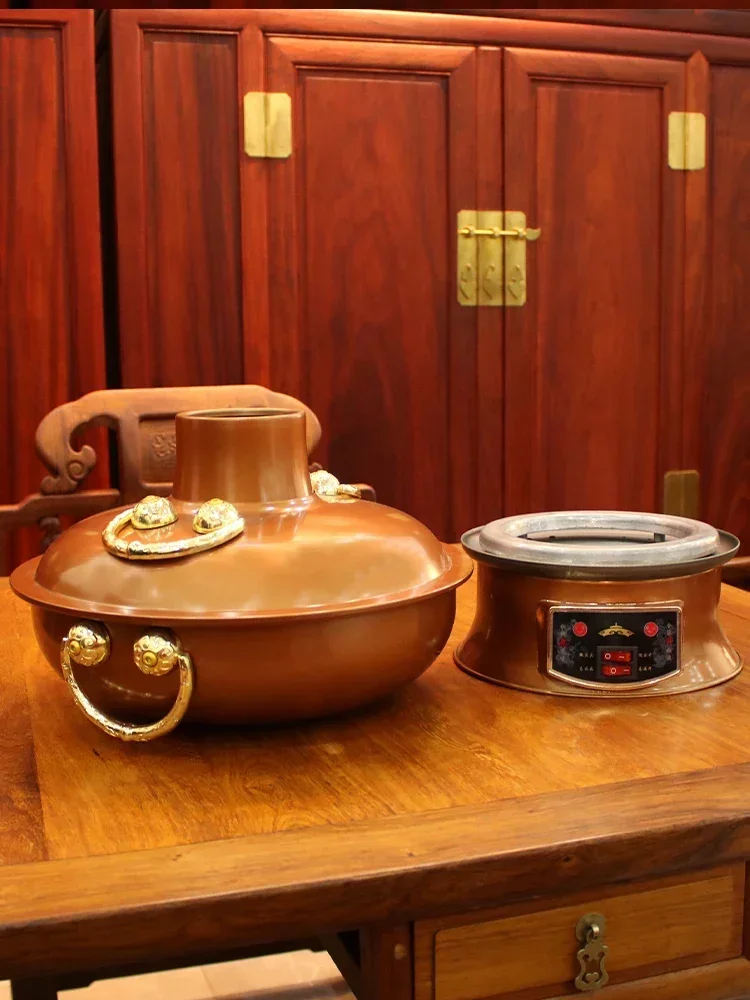 220 فولت جديد النحاس النقي إناء/ قدر سبليت النحاس وعاء المكونات في وعاء ساخن النحاس الكهربائي