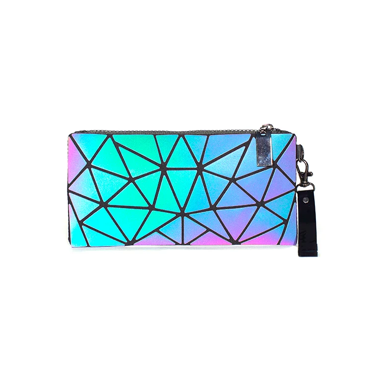 Seasonblack Fashion Women\'s Reflective Cosmetic Bag Geometric Cosmetic Bag Pu Casual Handbags