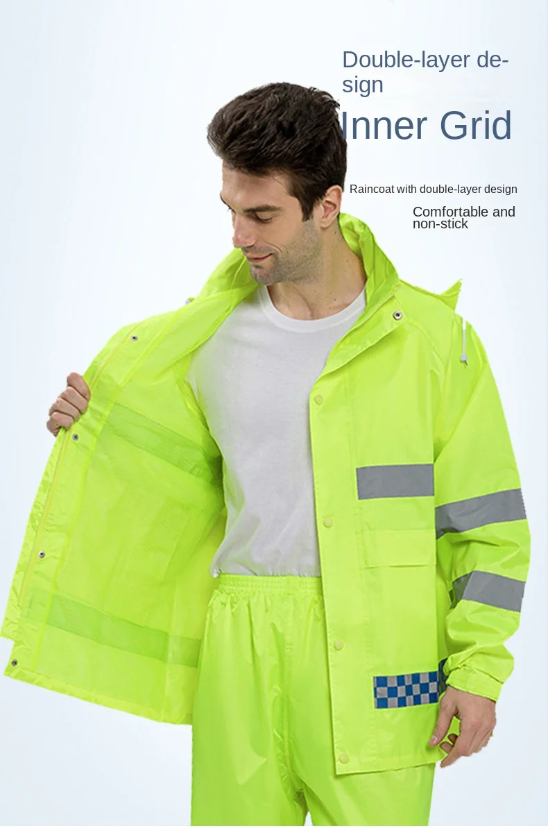 Imagem -03 - Impermeável de Corpo Inteiro Anti-chuva Split Raincoat Reflexivo Terno de Calças de Chuva Capa de Chuva para Adultos Jardim Residencial