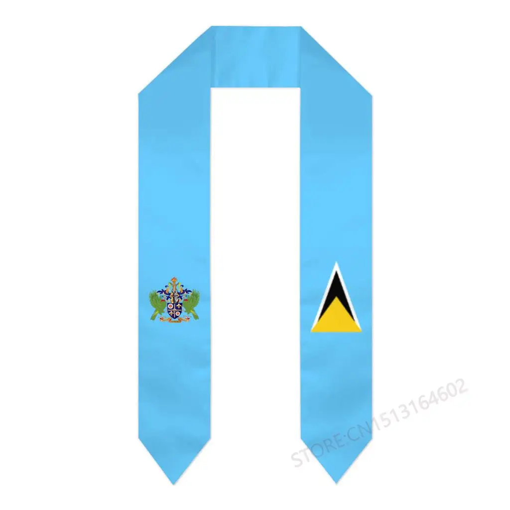 

Custom Name Or Logo Saint Lucia Flag Scarf Graduation Stole Sash International Study Abroad Class of 2023 Shawl