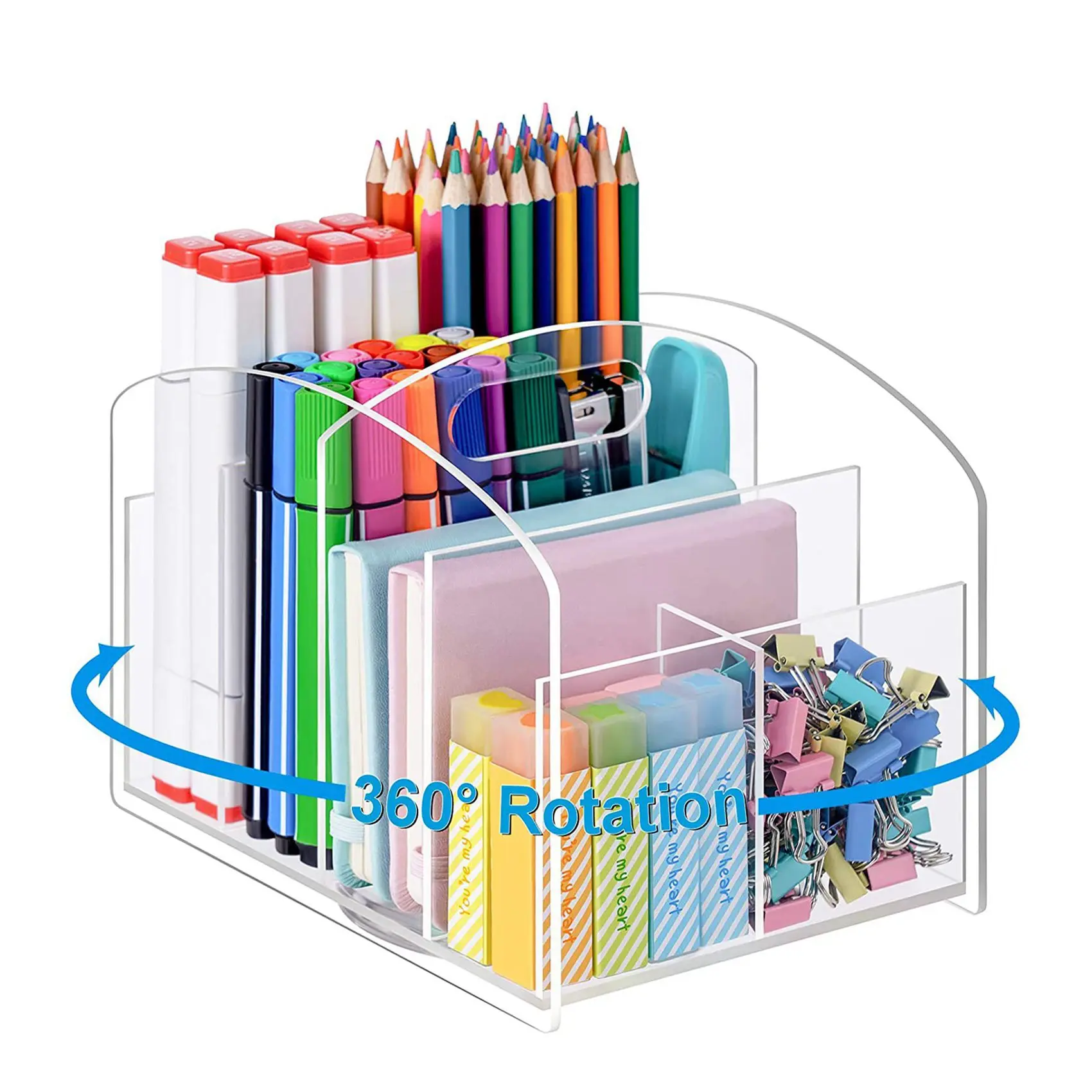 Imagem -04 - Acrílico 360 Rotating Desk Organizer Marcador Pen Holder Multi-funcional Spinning Desktop Maquiagem Escova Caixa de Armazenamento