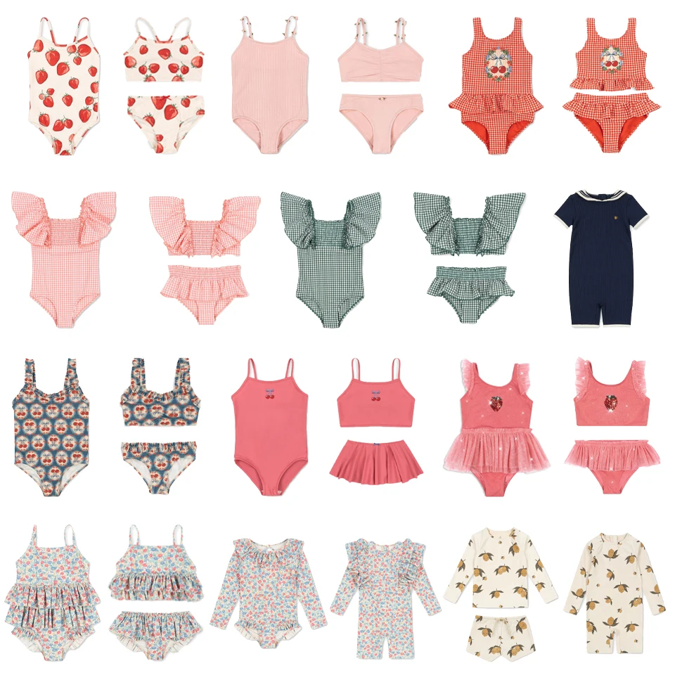 

Купальники для девочек 2025 года, цельные праздничные летние плавки KS для мальчиков, детские купальники для плавания на берегу моря, комплекты детских купальников для отпуска