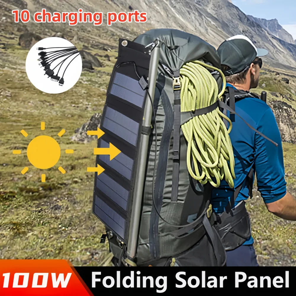 100W Solar Cell Photovoltaic Panels USB Charger System Battery  5V Portable Flexible Foldable Energy Power Sunpower Camping Set