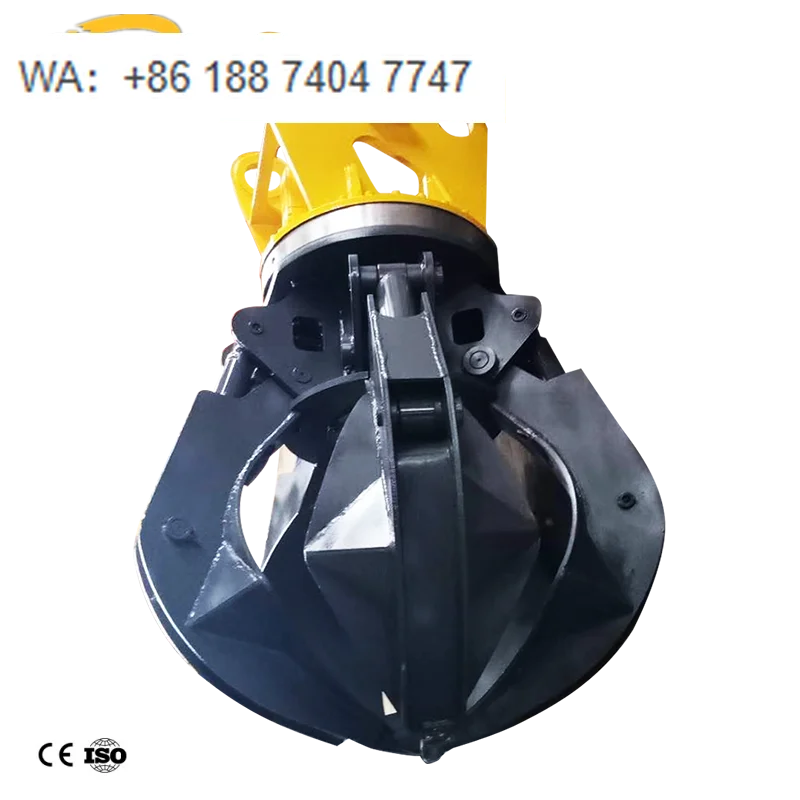 Hydraulic Grapple Attachment for 20 Ton Excavators Orange Peel Type High Efficiency Motor Gear Components Landscaping