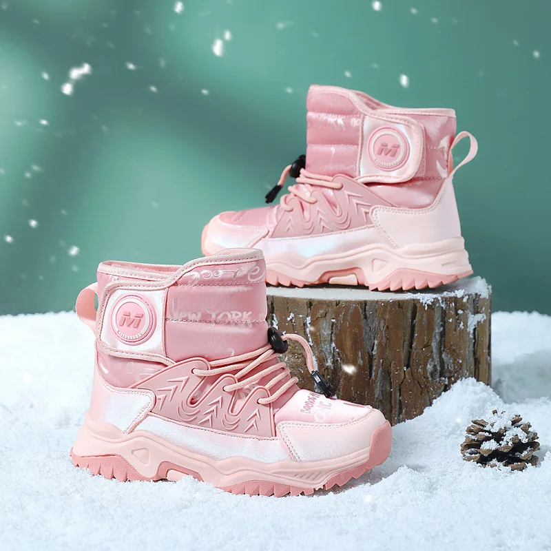 Children's Snow Boots Winter New Student Thick Plush Boys and Girls Cotton Shoes Outdoor Anti-skid Warm Children's Shoes