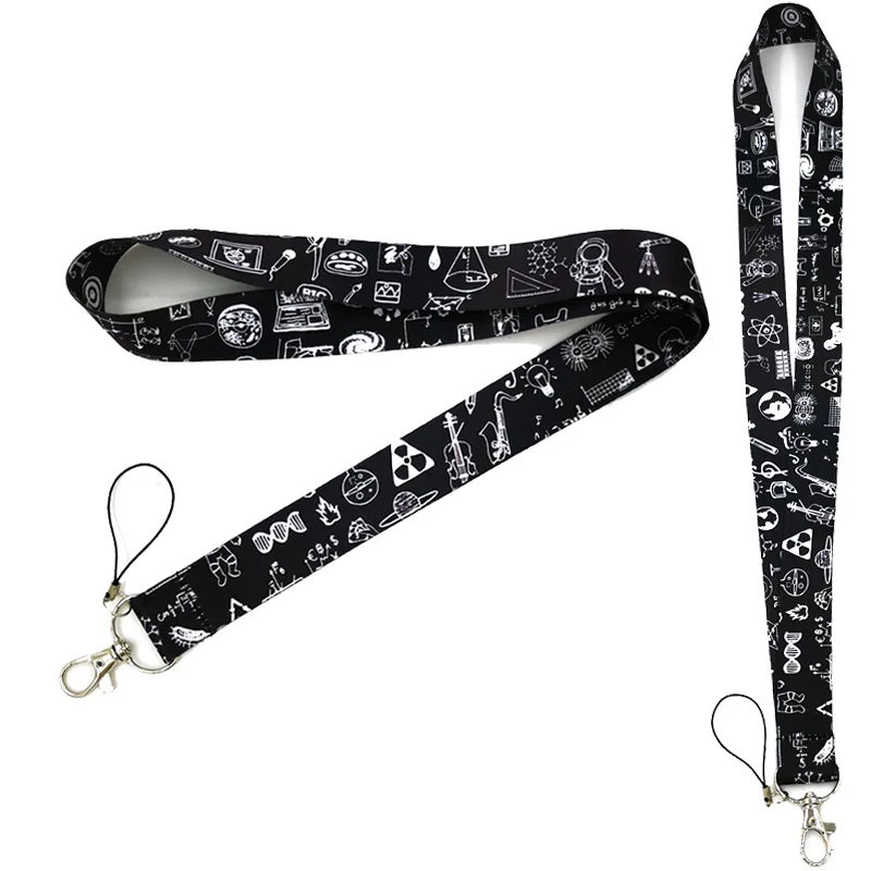 Mathematical Physics Knowledge Neck Strap Lanyards ID badge card holder keychain Mobile Phone Strap Gift Ribbon webbing necklace