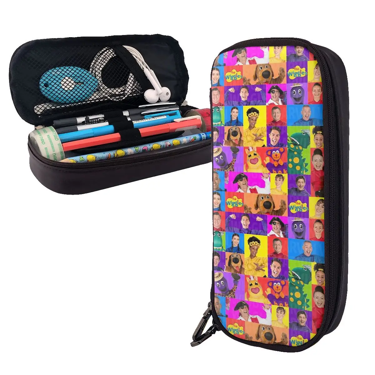 The Wiggles Tv Show Music Band Leather Pencil Case Pen Holder Storage Stationery Supplies Pen Box Pencil Bag for Kids School