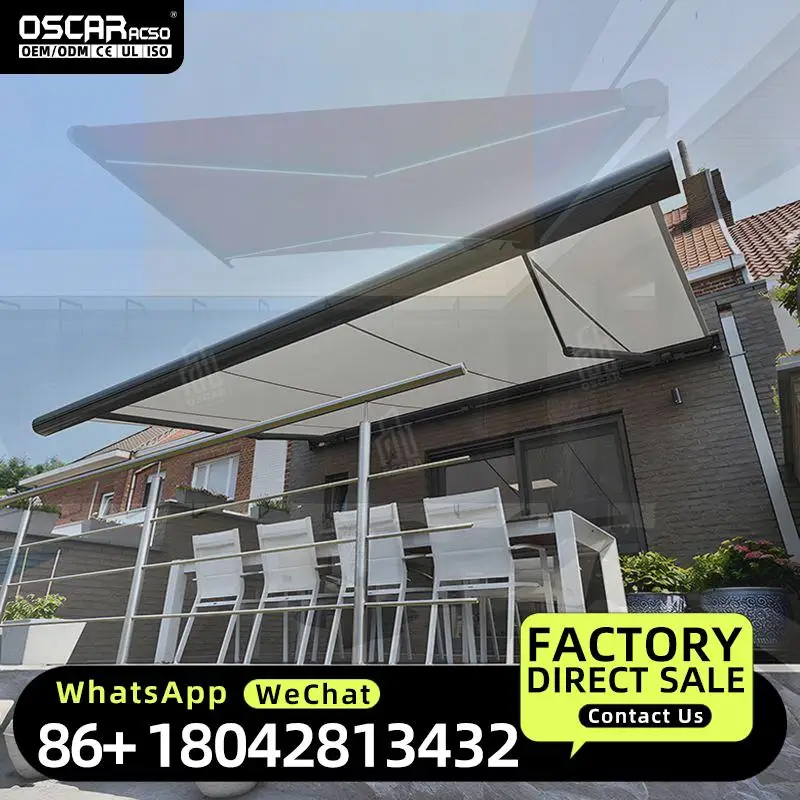 Outdoor Automatic Retractable Electric Awning with High end Design for Balcony Patio and Rain Shelter  Retractable Awning