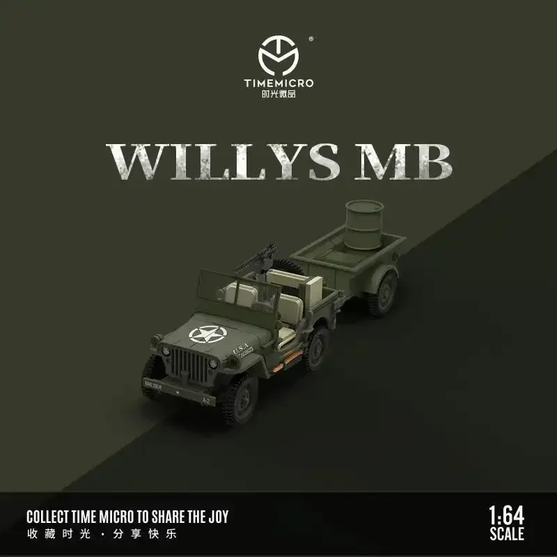 

TIME MICRO& MoreArt 1:64 Willys MB Trailer Diecast Alloy Car Model Limited Collection Gift