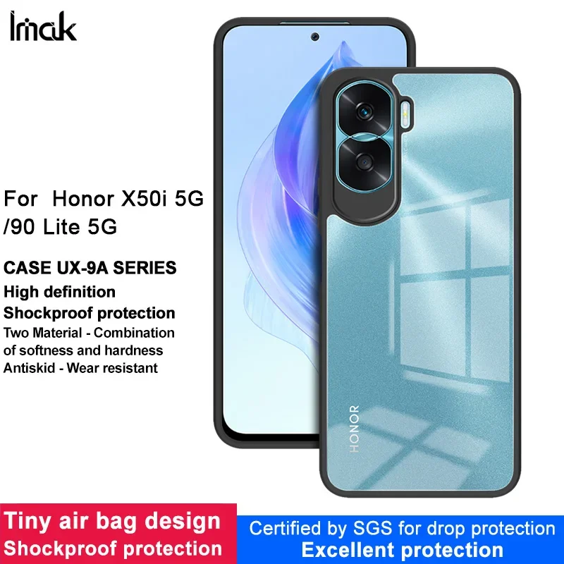 For Honor 90 Lite 5G 2023 Crystal Case IMAK Tiny Air Bag Lens Camera Protect Back Panel Funda Honor 90 Case Phone Honor90 Cover