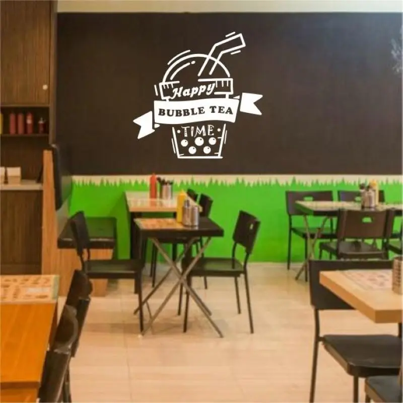 Milk Tea Shop Wall Sicker Bubble Tea Decal Cafe Drink Cup Vinyl Art Decor Mural Decoration Break Coffee