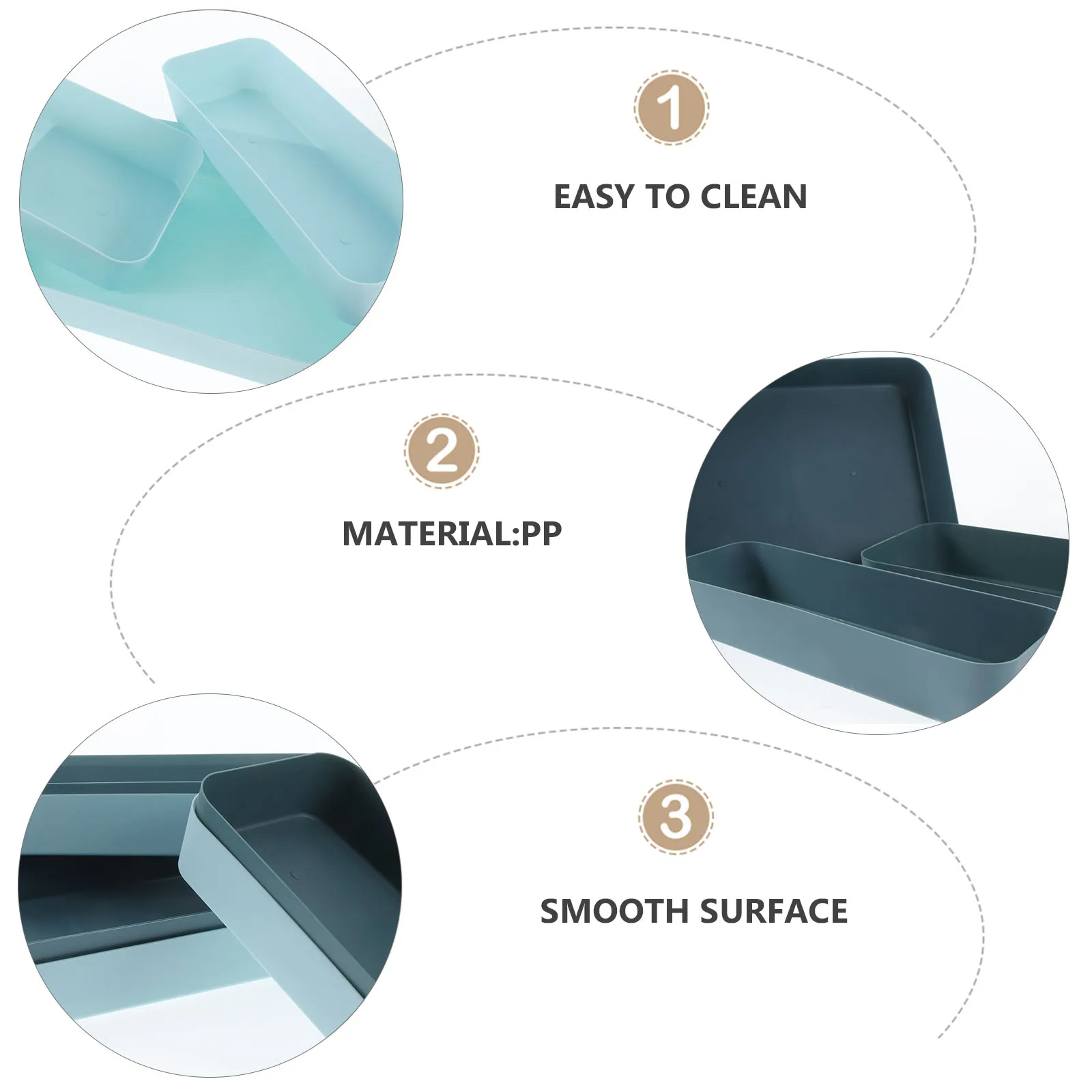

6pcs Drawer Storage Boxes Pp Material Wear Resistant Desk Organizer For Bedroom Kitchen Office Bathroom Vanity Trays Plastic