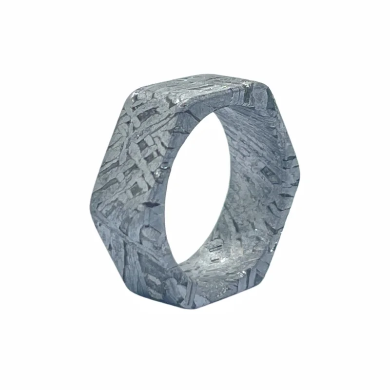 Muonionalusta Meteorite Geometric Ring, Premium Collectible